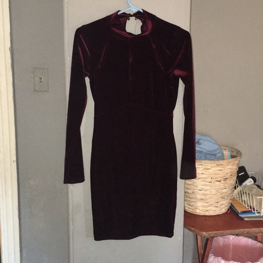 Deep red velvet dress
